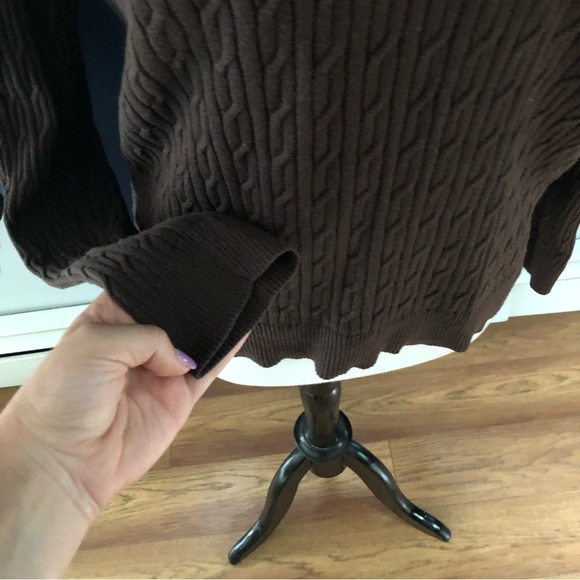 BOGO Talbots brown cable knit v-neck sweater - Picture 4 of 7